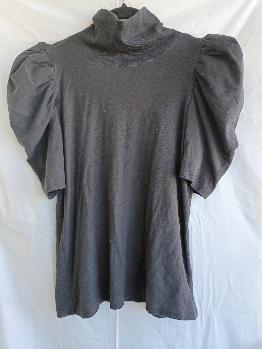 Nation LTD Dawn Femme Puff Sleeve Turtleneck Top - Black - Size M